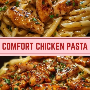 Sticky Smoky Garlic Butter Chicken Pasta ready to serve on a plate