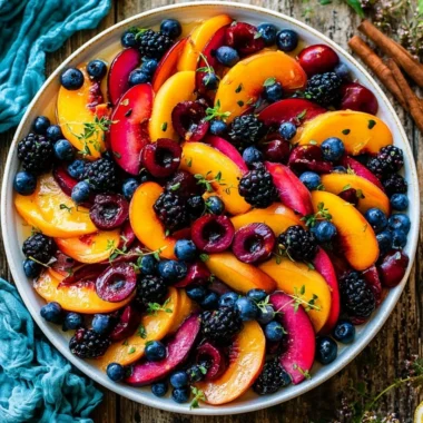 Vibrant summer fruit salad with a mix of fresh seasonal fruits