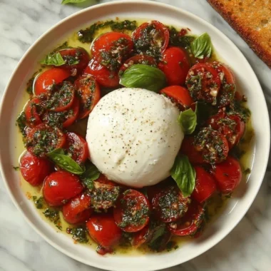 Fresh Tomato and Burrata Salad with basil and olive oil