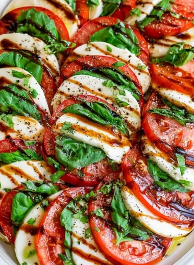 Cozy Caprese salad with fresh tomatoes, basil, and mozzarella cheese