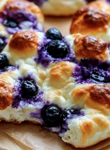 Cottage Cheese Blueberry Cloud Bread fresh from the oven, fluffy and delicious.