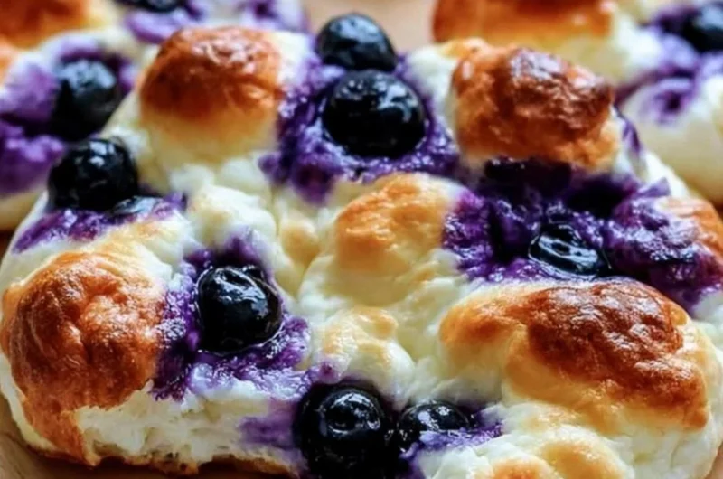 Cottage Cheese Blueberry Cloud Bread fresh from the oven, fluffy and delicious.