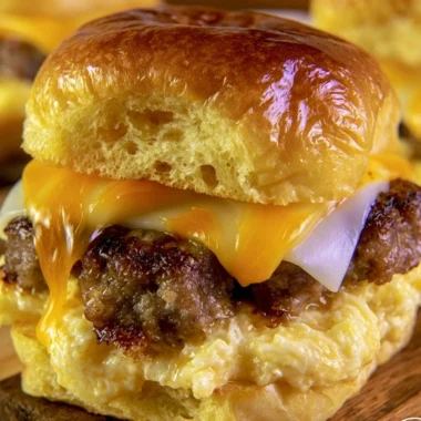 Delicious cozy breakfast sliders served on a plate