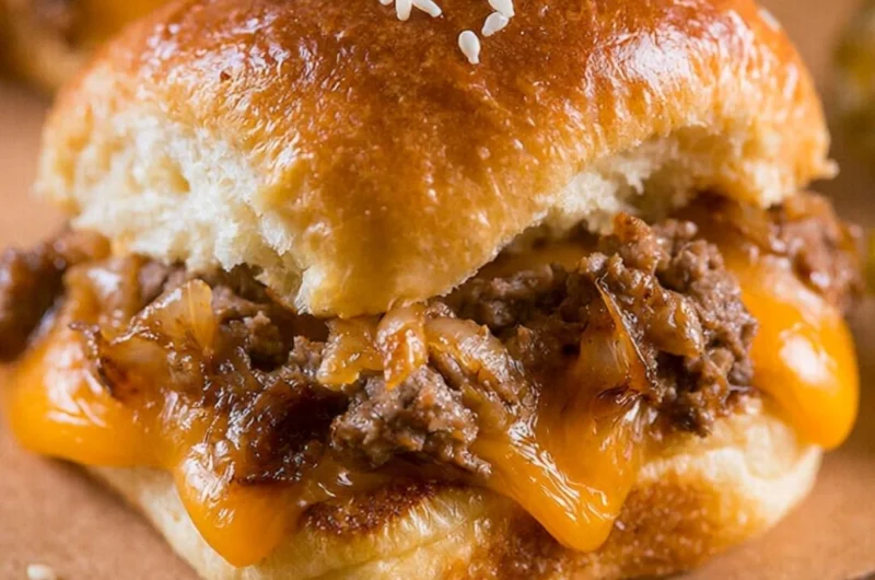 Cozy cheeseburger sliders served on a platter with toppings.