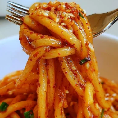 Bowl of cozy garlic chili oil noodles garnished with fresh herbs and peppers.