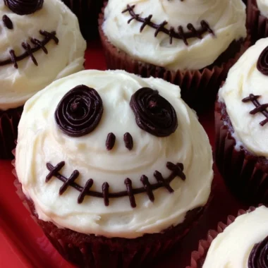 Creepy Halloween Skull Cupcakes decorated with spooky frosting for Halloween