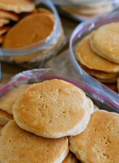 Delicious easy freezer pancakes ready for a quick breakfast
