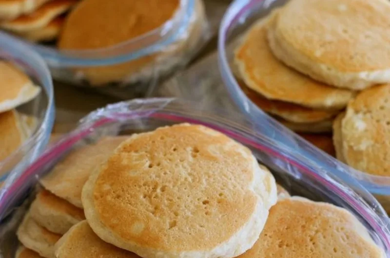 Delicious easy freezer pancakes ready for a quick breakfast