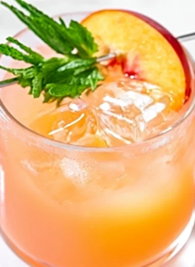 Refreshing Peach on the Beach Cocktail with vibrant colors and garnishes