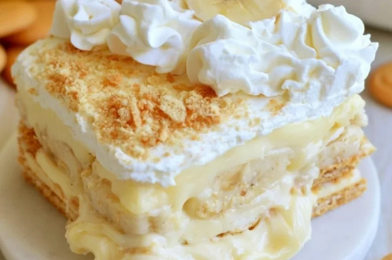 A delicious bowl of the best banana pudding topped with whipped cream