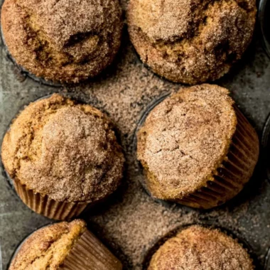 Delicious Pumpkin Snickerdoodle Muffins fresh out of the oven