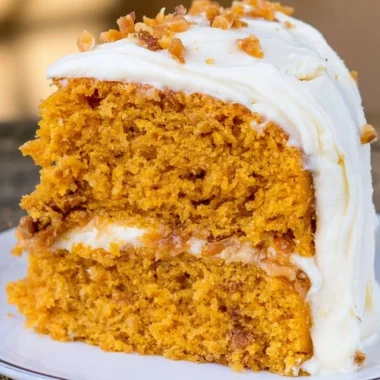 Delicious Pumpkin Toffee Crunch Cake with Cinnamon Cream Cheese Buttercream